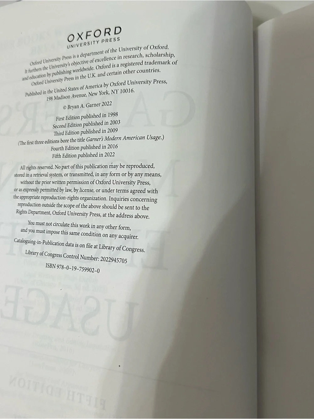 Garner’s Modern English Usage Fifth Edition Hardcover